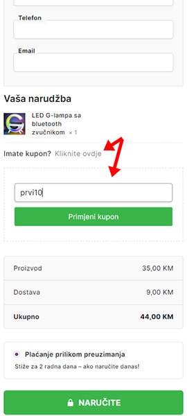 Kako se koriste promo kupon kodovi za popuste Sl.3